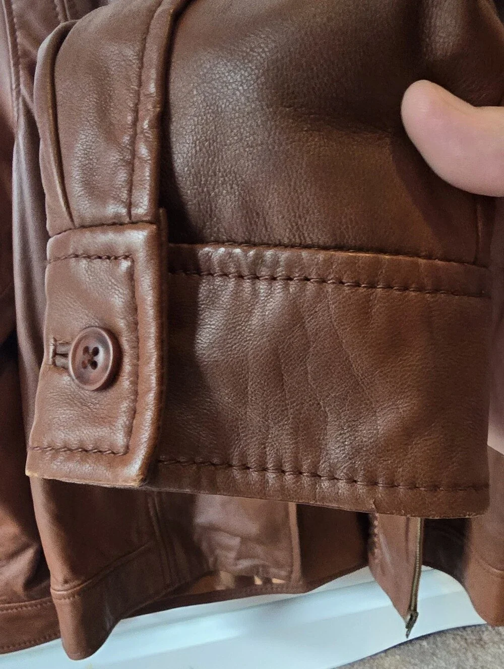100% Leather The Territory Ahead Vintage Chestnut Zip Jacket Medium - Picture 8 of 8